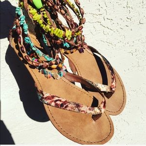 beaded ankle sandals